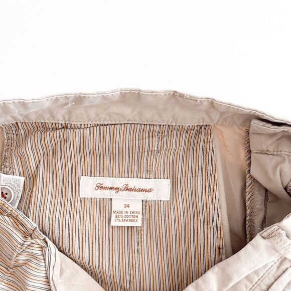 Tommy Bahama Mens Stripe Lined Flat Front Chino Short Tan Size 34 - Picture 4 of 9